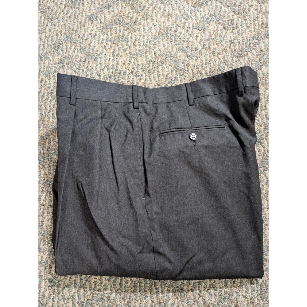 Jos. A. Bank Gordon Mens 41 RG Charcoal Gray 100% Wool Pleated Cuffed Pants